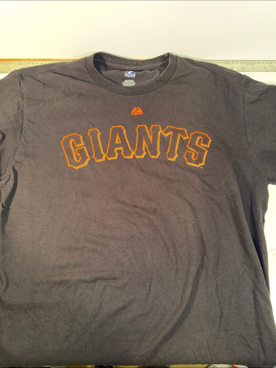 Majestic Other - Majestic Black Short-Sleeve Tee with Orange 'GIANTS' Chest Logo, Willie Mays